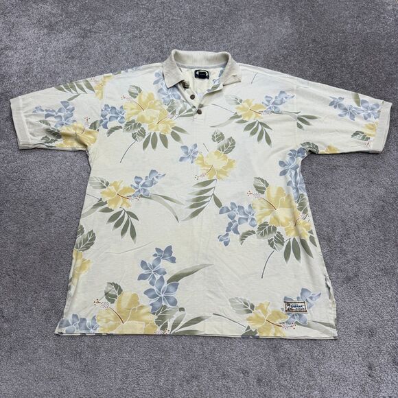 Tommy Bahama 90's Vintage Floral Polo Shirt Mens Medium Multi Aloha Hawaiian Top - Picture 1 of 16